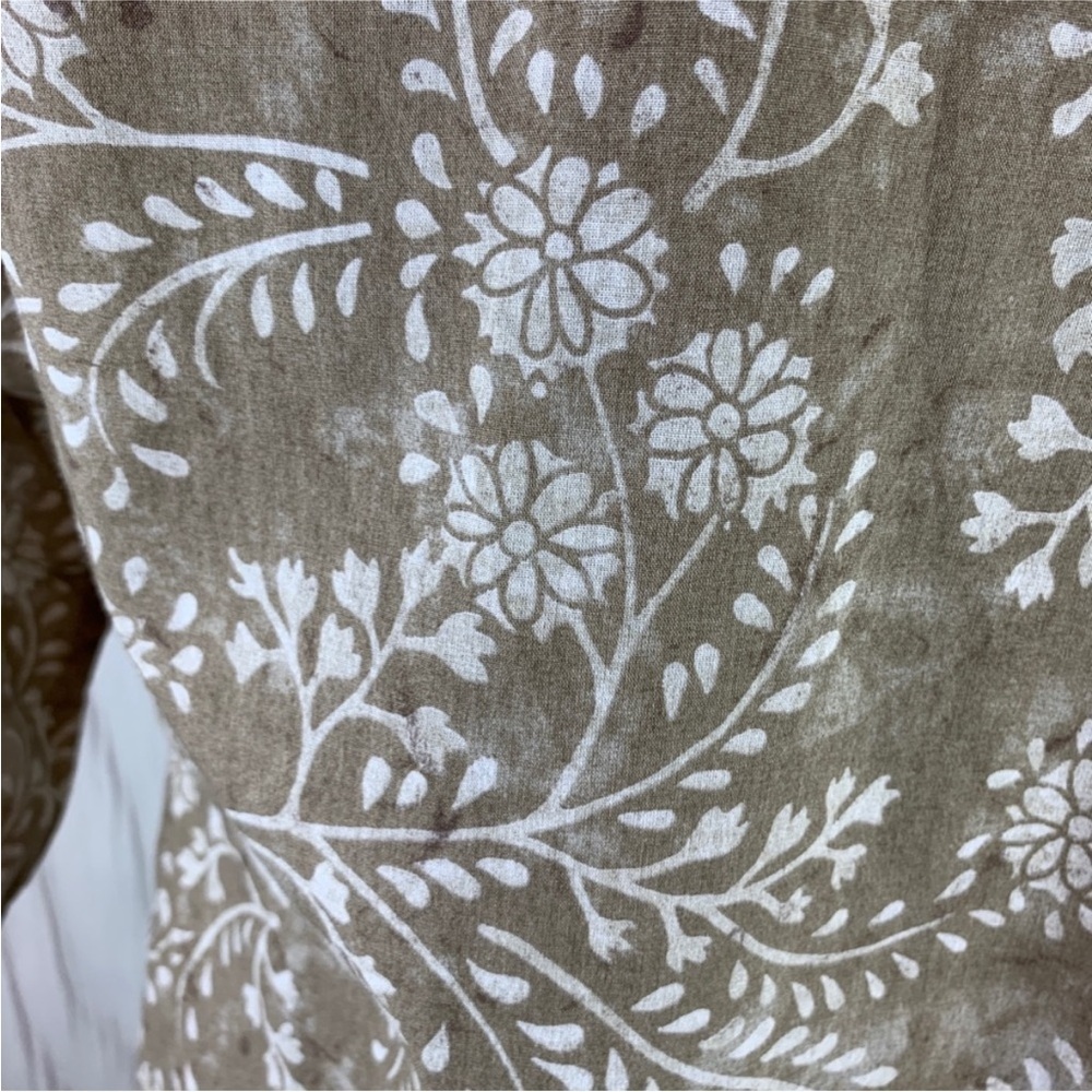 Columbia | Split Neck Daisy Long Sleeve 100% Cotton Tunic Top Beach Coverup M - Picture 7 of 9